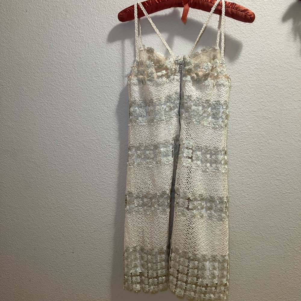 Cream Floral Lace Graduation Dress - Picture 5 of 6
